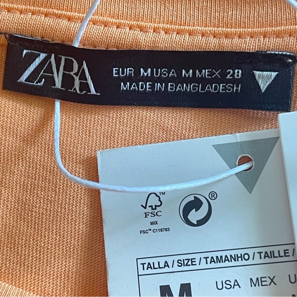 ZARA   Orange Short Sleeve Ruffled Top  Size M - Picture 14 of 15